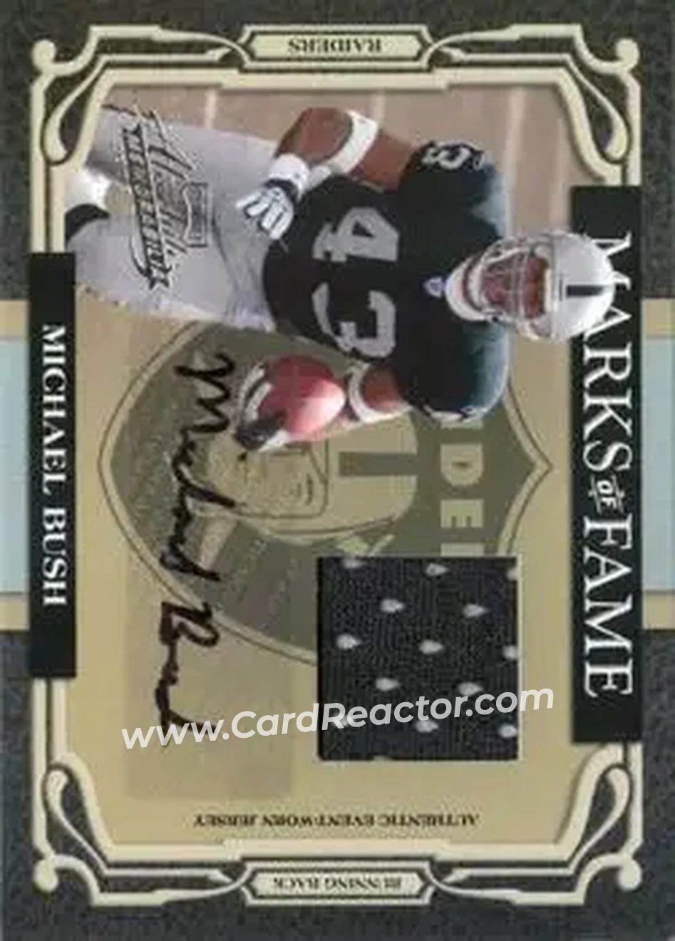 2007 Playoff Absolute Memorabilia - Marks of Fame Materials Autographs #MOF-41 - Michael Bush - Oakland Raiders - Front