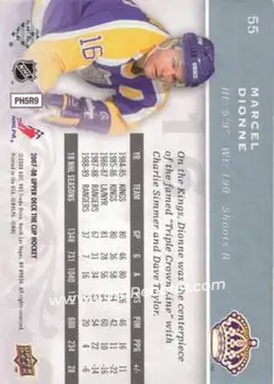 2007-08 Upper Deck The Cup #55 - Marcel Dionne - Los Angeles Kings - Back