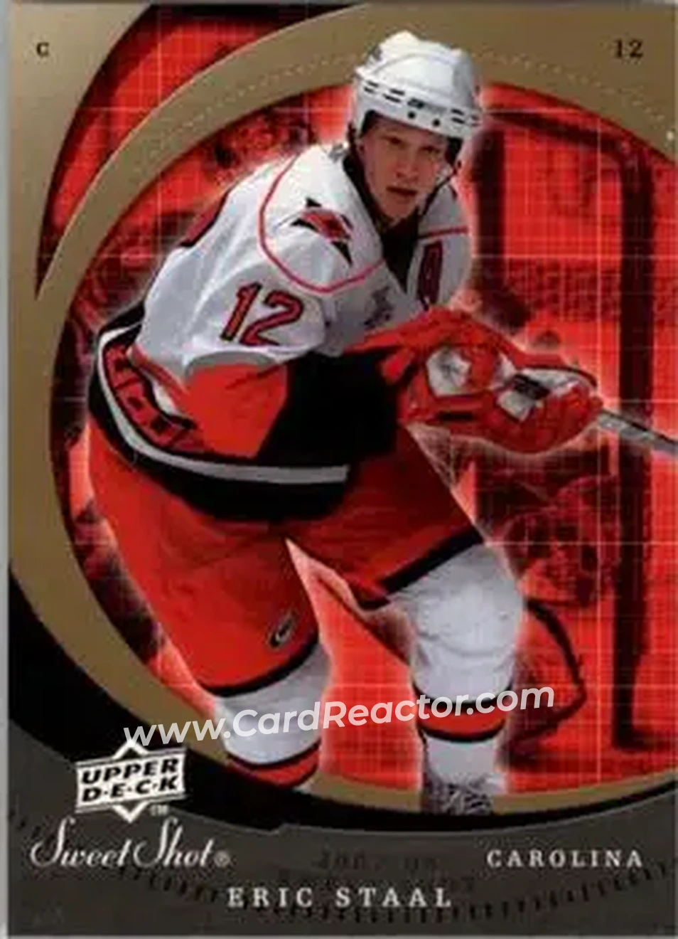 2007-08 Upper Deck Sweet Shot #29 - Eric Staal - Carolina Hurricanes - Front 2007-08 Upper Deck Sweet Shot #29 - Eric Staal - Carolina Hurricanes - Front