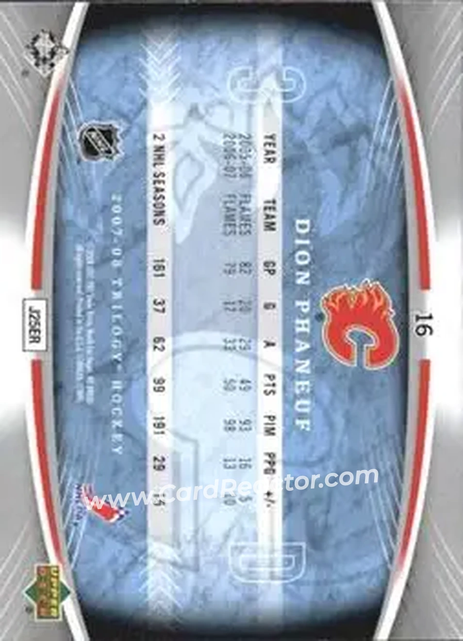 2007-08 Upper Deck Trilogy #16 - Dion Phaneuf - Calgary Flames - Back