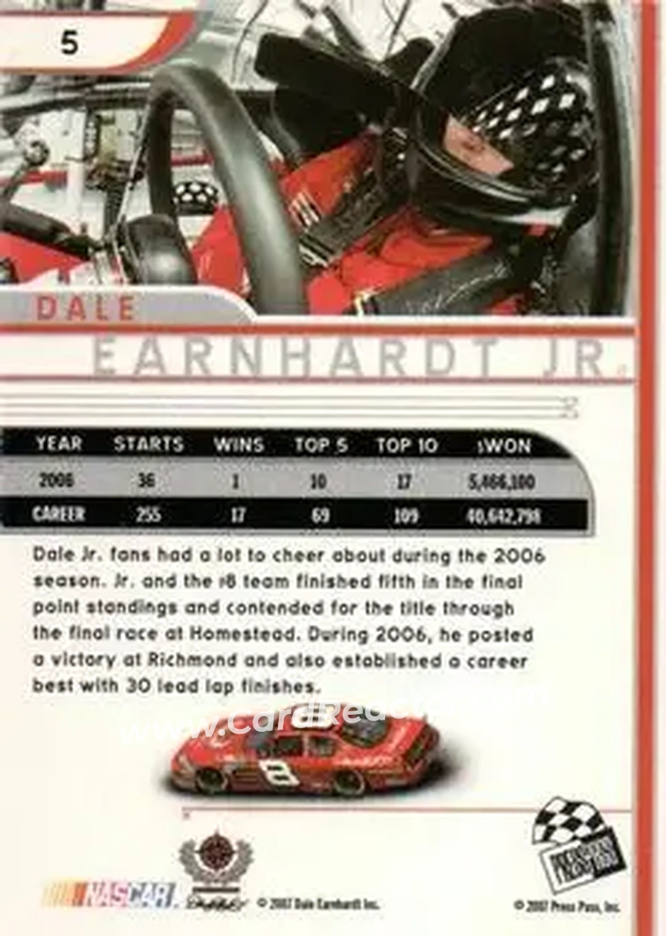 2007 Press Pass Eclipse #5b - Dale Earnhardt Jr - Dale Earnhardt Inc. - Back