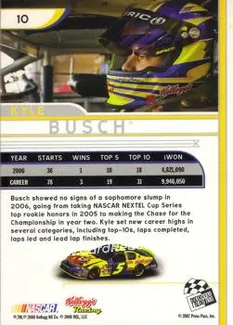 2007 Press Pass Eclipse #10 - Kyle Busch - Hendrick Motorsports - Back