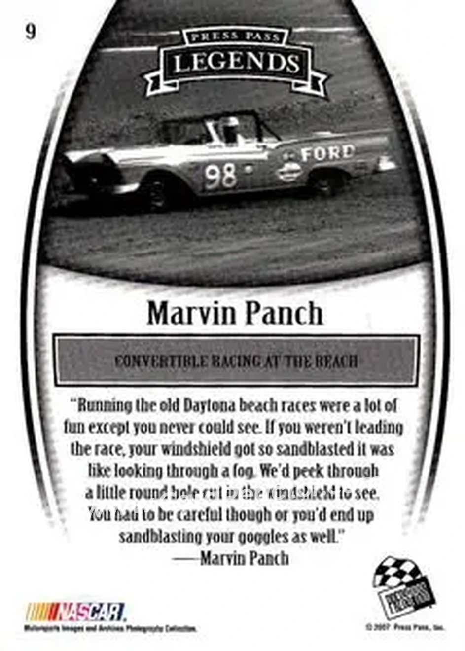 2007 Press Pass Legends #9 - Marvin Panch - DePaolo Engineering - Back