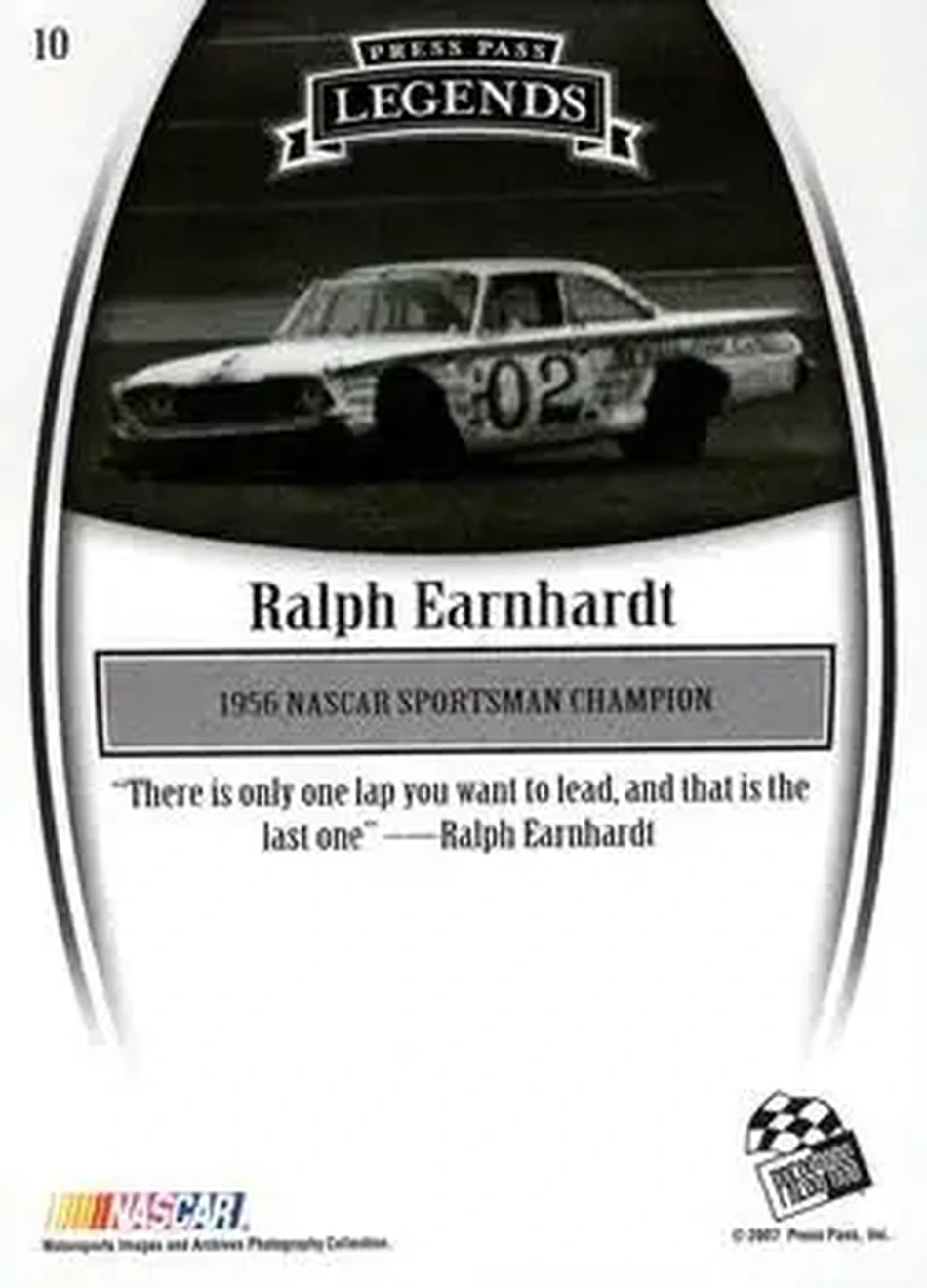 2007 Press Pass Legends #10 - Ralph Earnhardt - Ralph Earnhardt Racing - Back