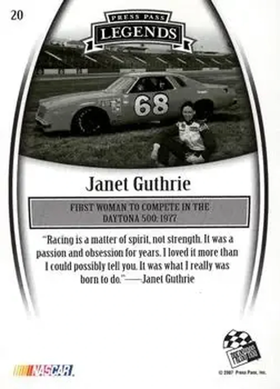 2007 Press Pass Legends #20 - Janet Guthrie - Lynda Ferreri - Back