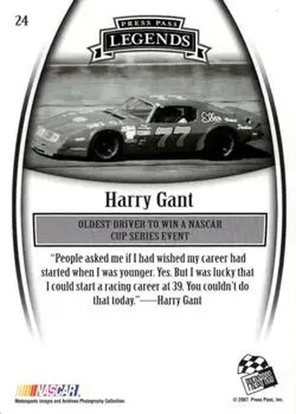 2007 Press Pass Legends #24 - Harry Gant - Harry Gant - Back