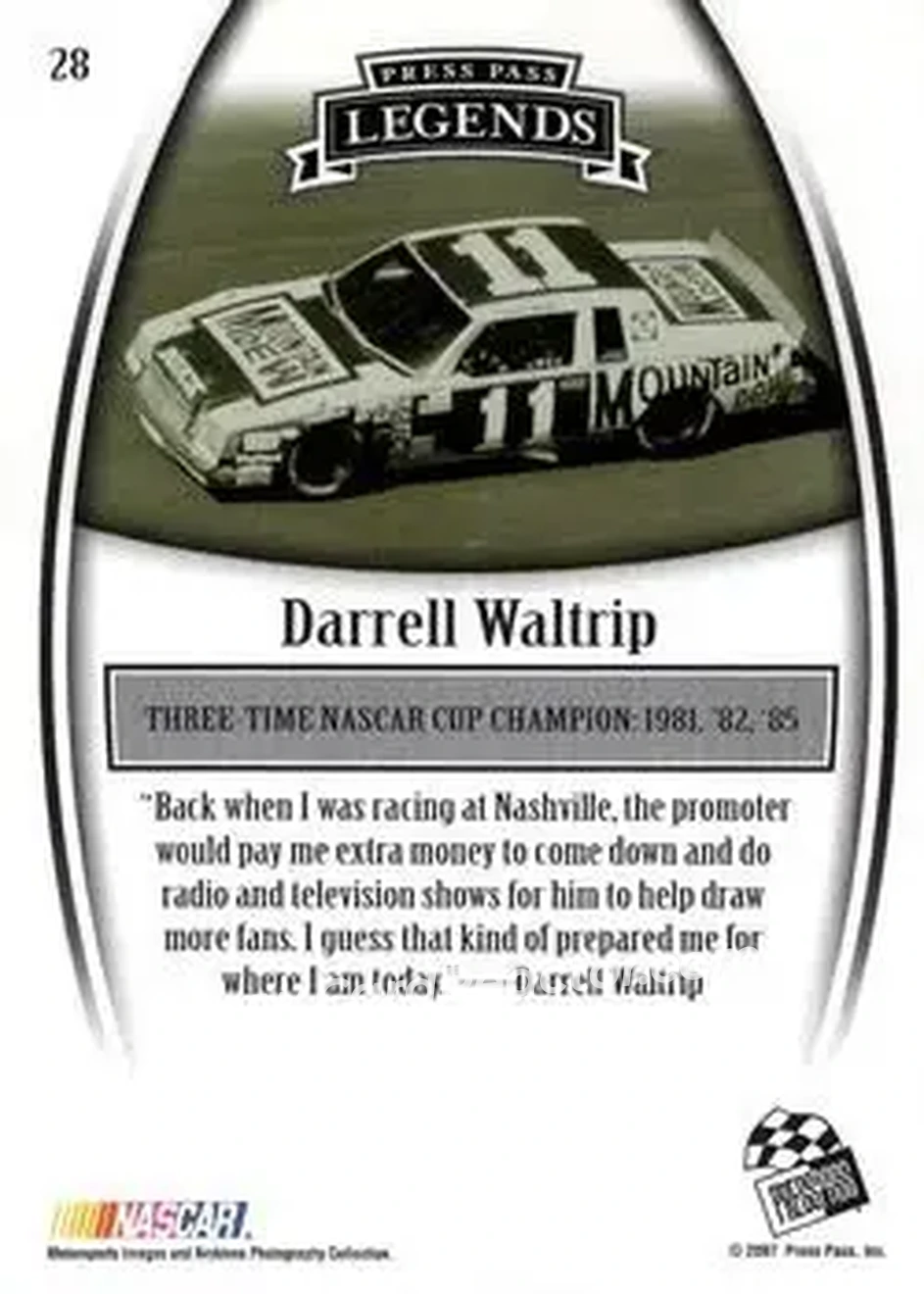 2007 Press Pass Legends #28 - Darrell Waltrip - Junior Johnson & Associates - Back 2007 Press Pass Legends #28 - Darrell Waltrip - Junior Johnson & Associates - Back