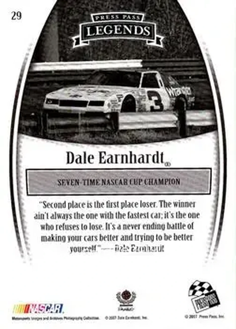 2007 Press Pass Legends #29 - Dale Earnhardt Sr. - Richard Childress Racing - Back