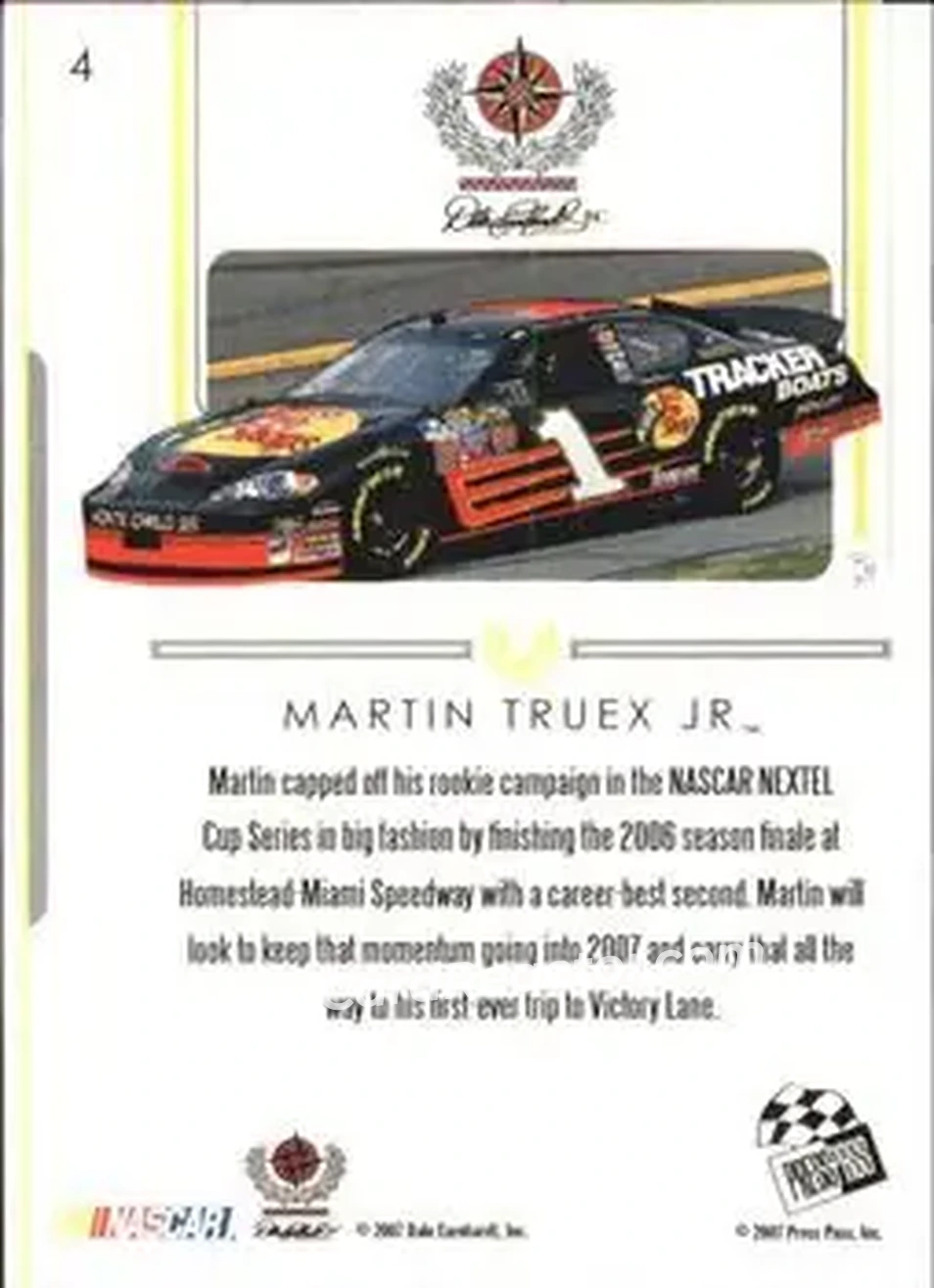 2007 Press Pass Premium #4 - Martin Truex Jr. - Dale Earnhardt Inc. - Back
