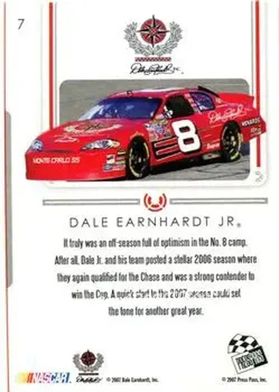 2007 Press Pass Premium #7 - Dale Earnhardt Jr - Dale Earnhardt Inc. - Back