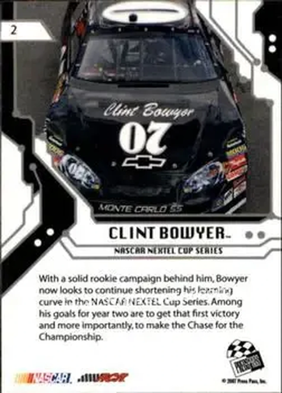 2007 Press Pass Stealth #2 - Clint Bowyer - Richard Childress Racing - Back