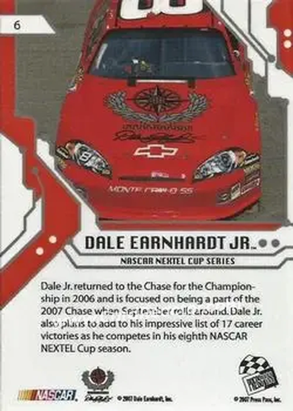 2007 Press Pass Stealth #6a - Dale Earnhardt Jr - Dale Earnhardt Inc. - Back 2007 Press Pass Stealth #6a - Dale Earnhardt Jr - Dale Earnhardt Inc. - Back
