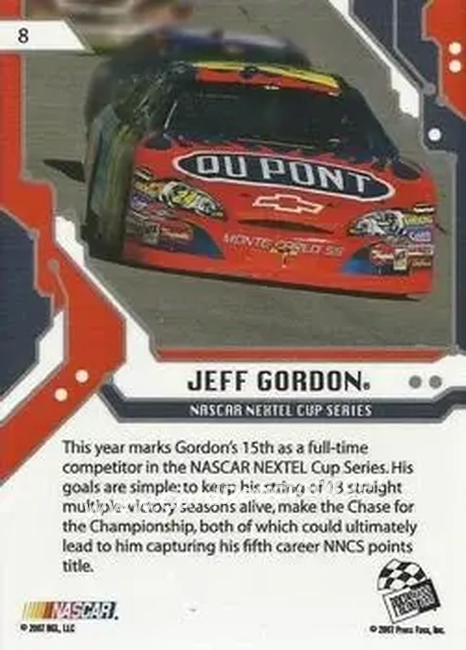 2007 Press Pass Stealth #8a - Jeff Gordon - Hendrick Motorsports - Back
