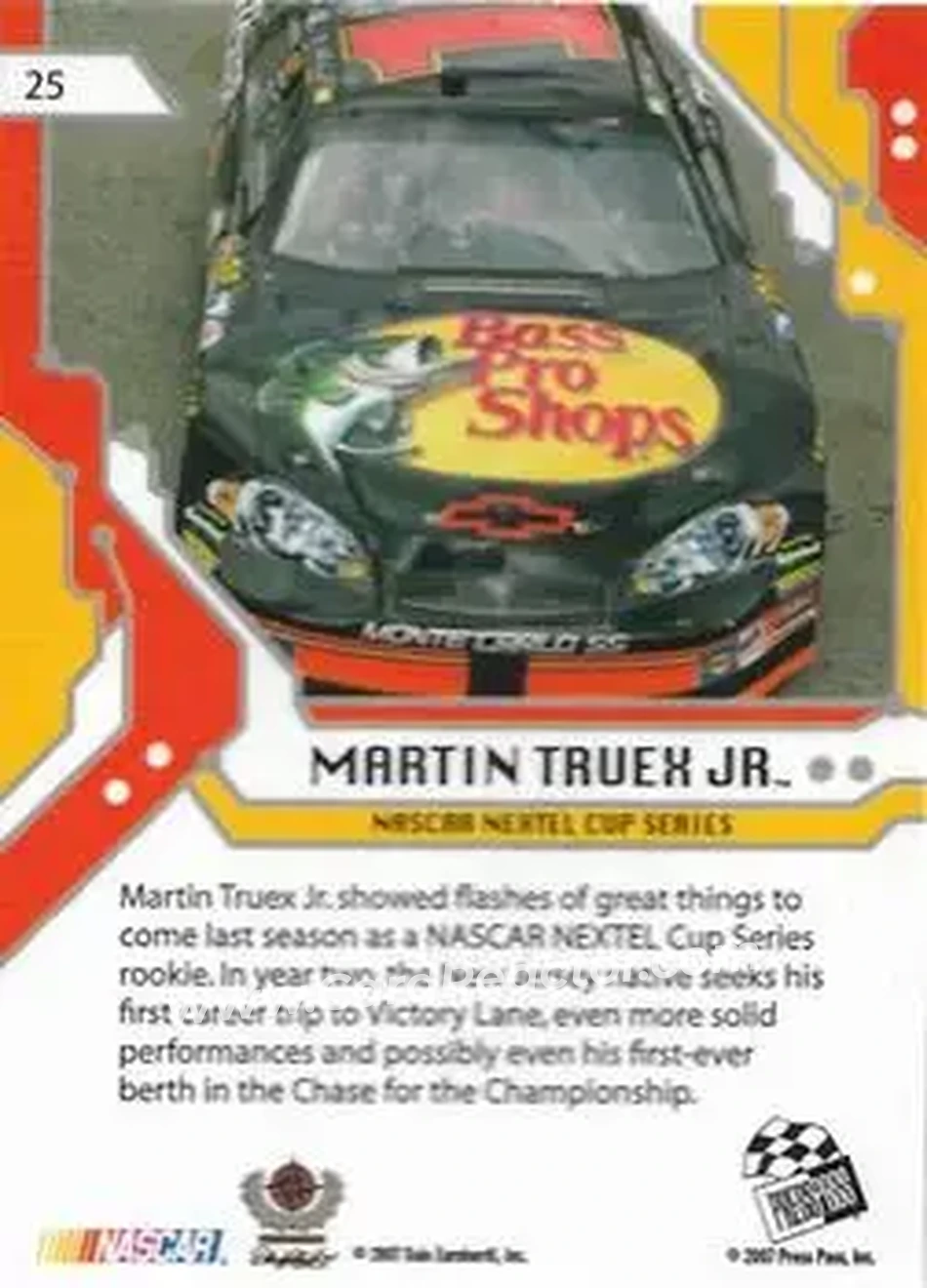 2007 Press Pass Stealth #25 - Martin Truex Jr. - Dale Earnhardt Inc. - Back