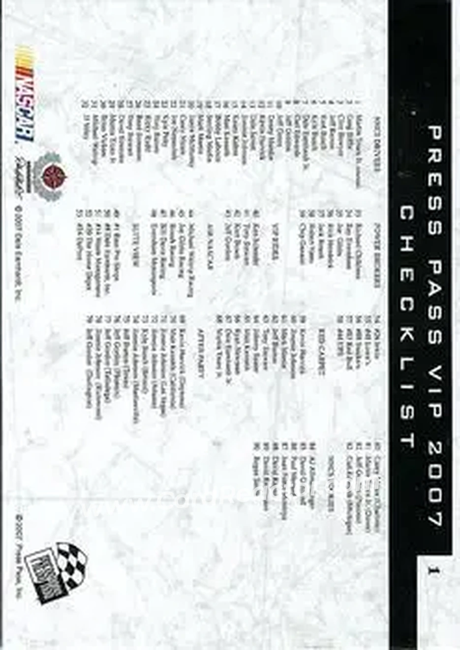2007 Press Pass VIP #1 - Martin Truex Jr. - Dale Earnhardt Inc. - Back