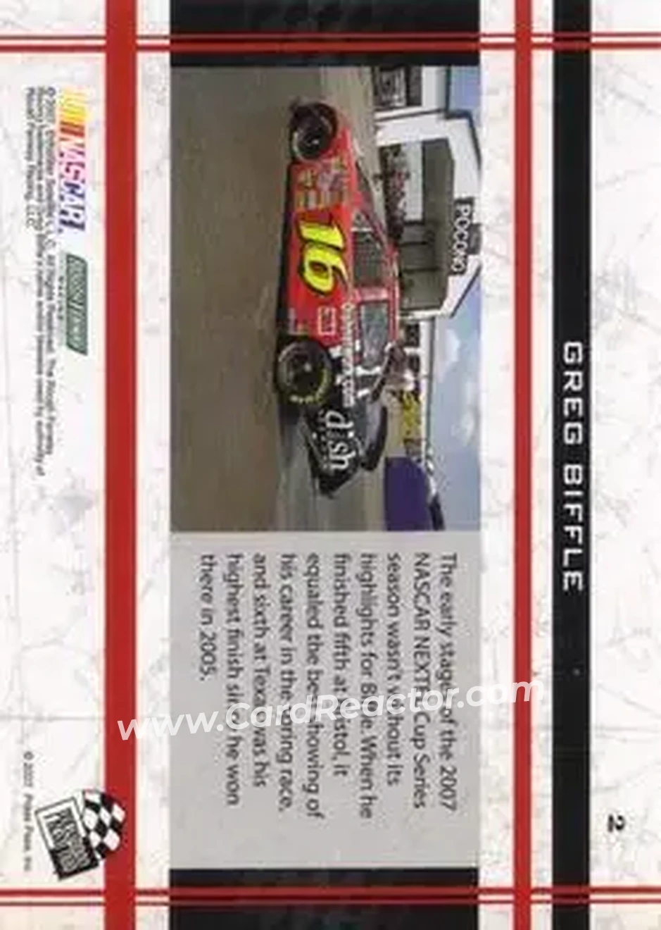 2007 Press Pass VIP #2 - Greg Biffle - Roush Fenway Racing - Back