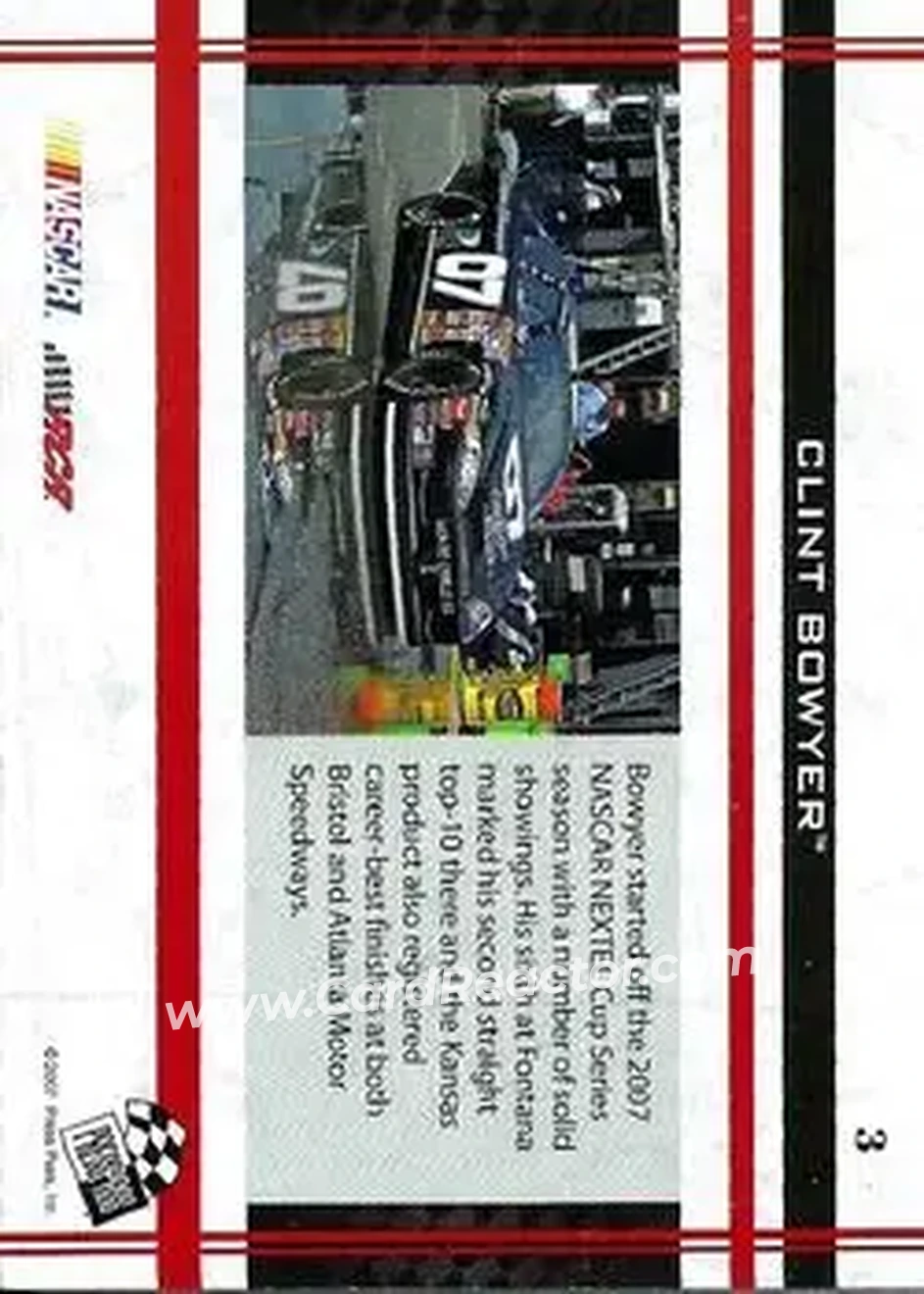 2007 Press Pass VIP #3 - Clint Bowyer - Richard Childress Racing - Back