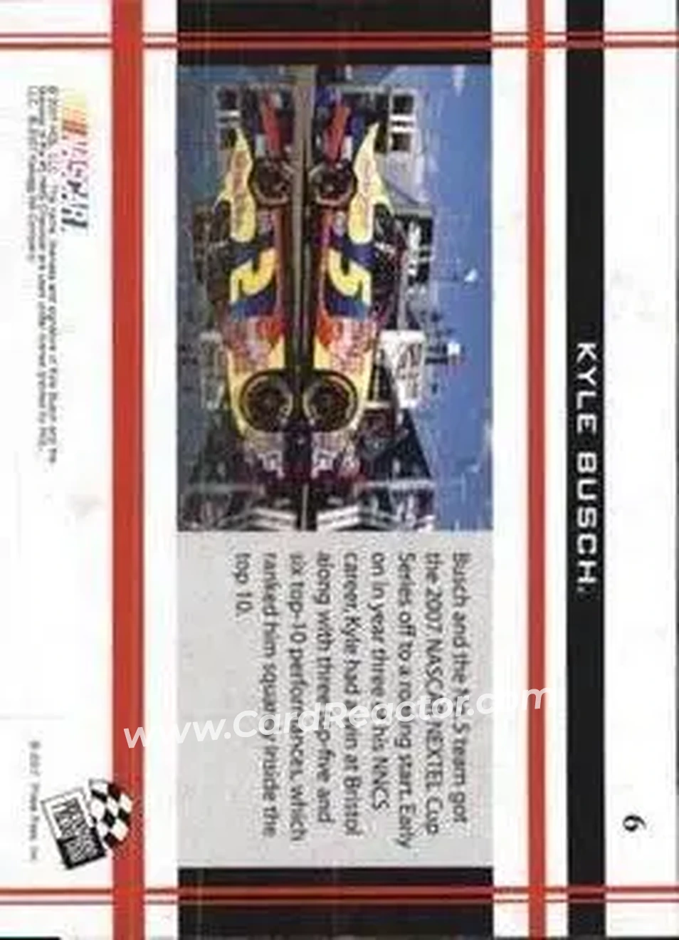2007 Press Pass VIP #6 - Kyle Busch - Hendrick Motorsports - Back