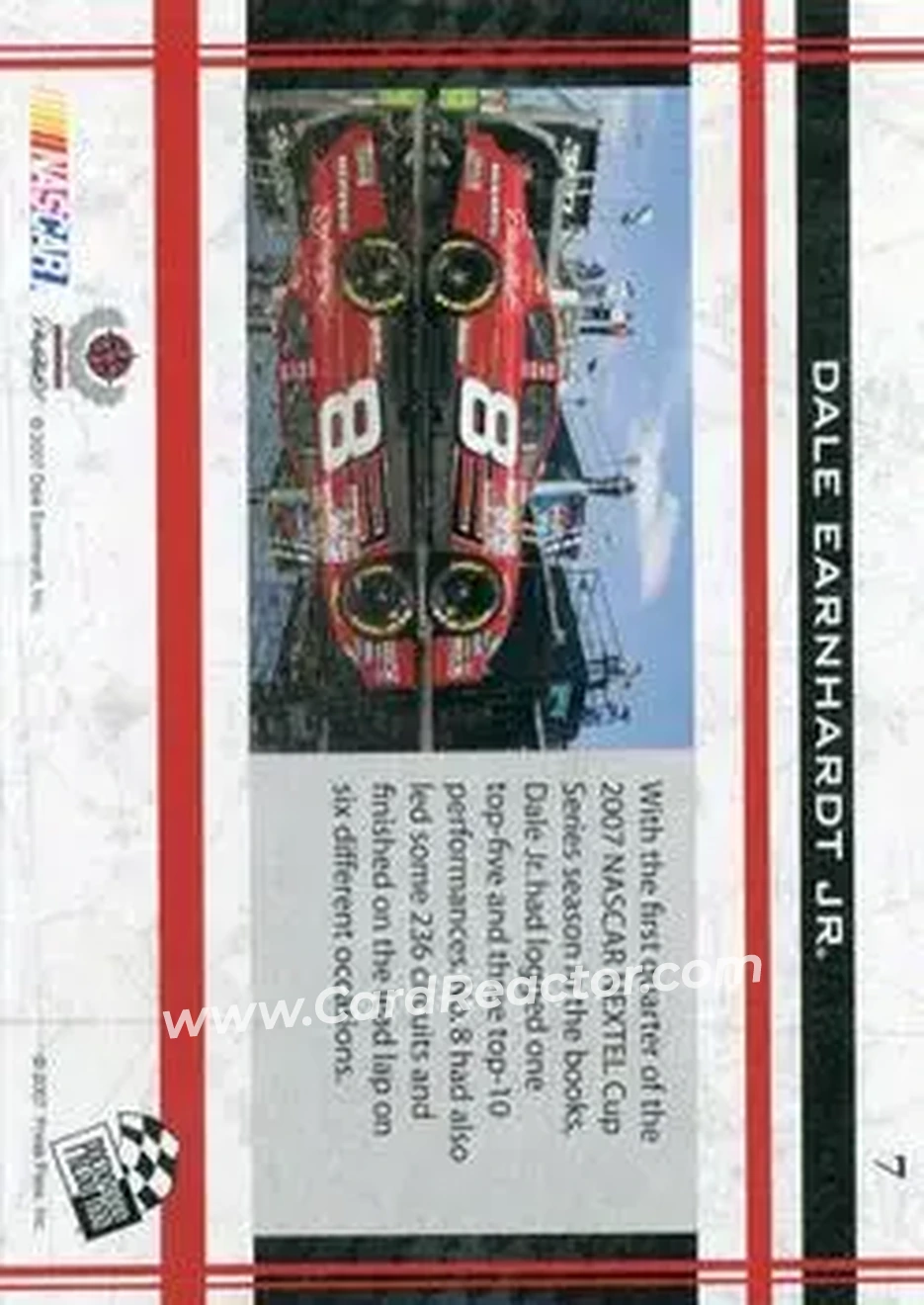 2007 Press Pass VIP #7 - Dale Earnhardt Jr - Dale Earnhardt Inc. - Back
