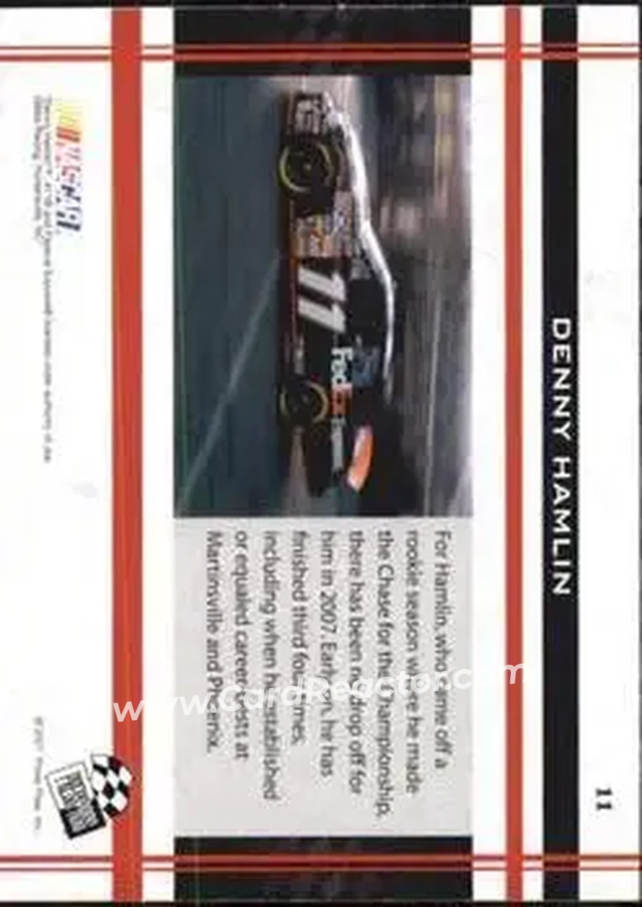2007 Press Pass VIP #11 - Denny Hamlin - Joe Gibbs Racing - Back