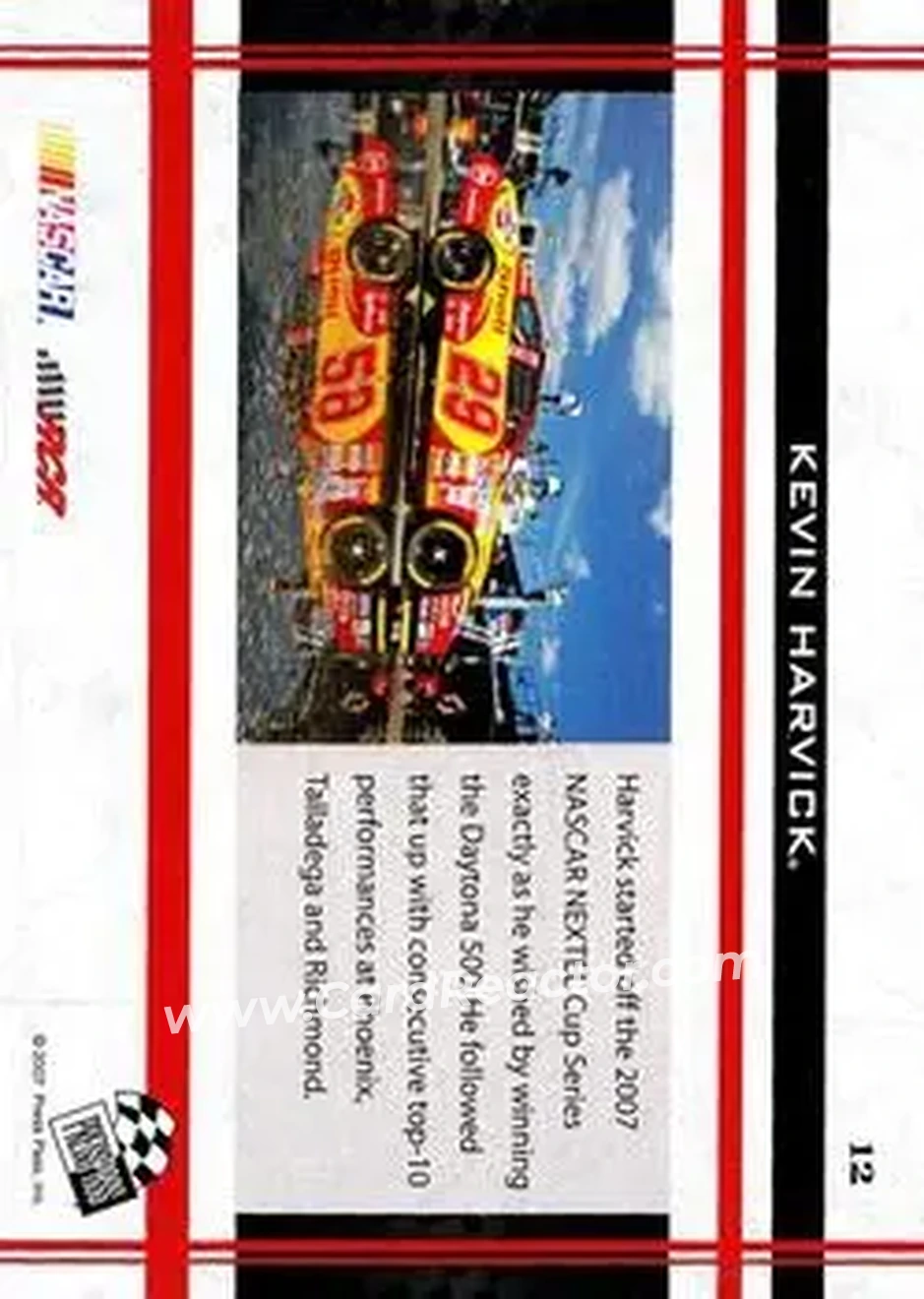 2007 Press Pass VIP #12 - Kevin Harvick - Richard Childress Racing - Back 2007 Press Pass VIP #12 - Kevin Harvick - Richard Childress Racing - Back