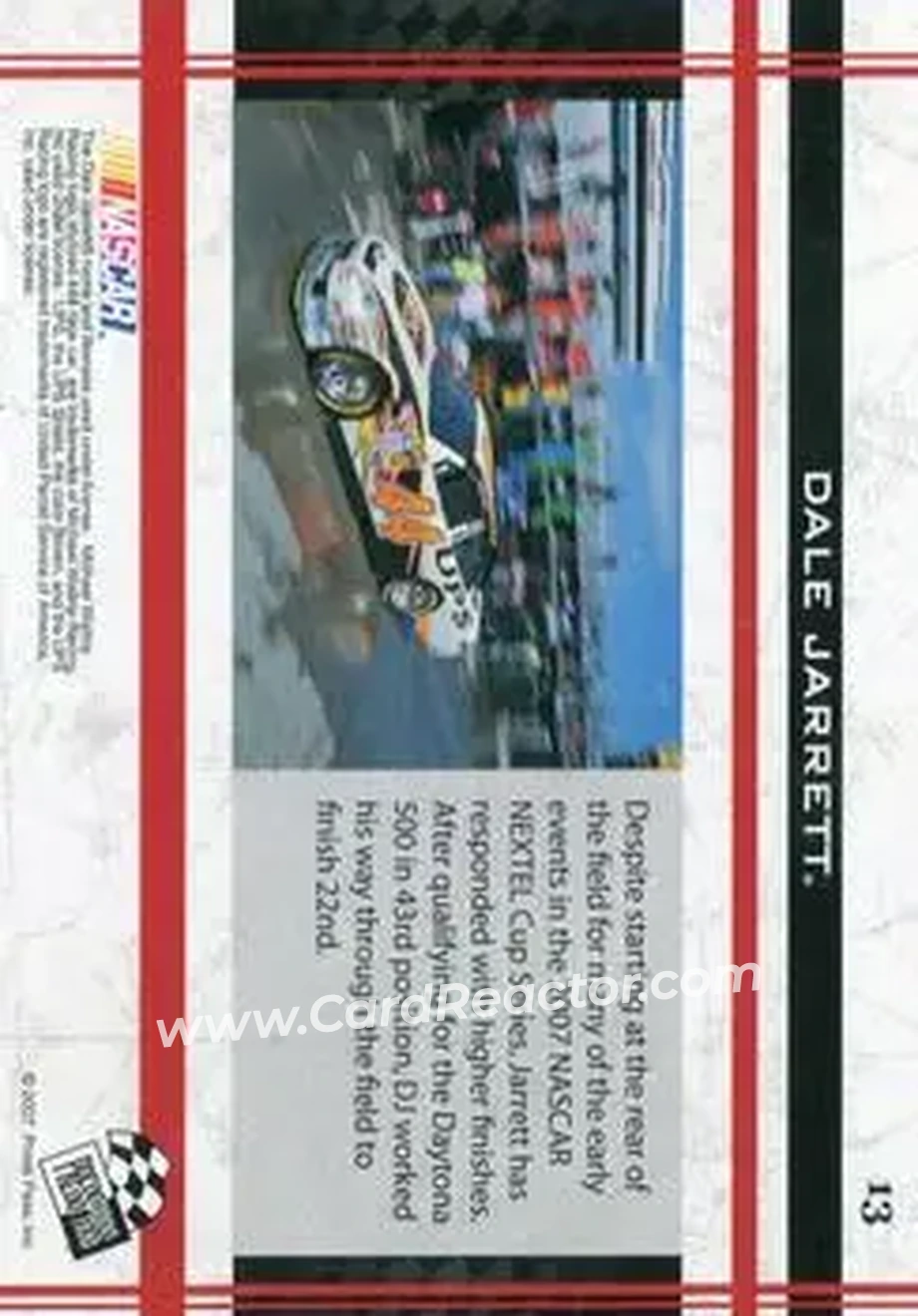 2007 Press Pass VIP #13 - Dale Jarrett - Michael Waltrip Racing - Back