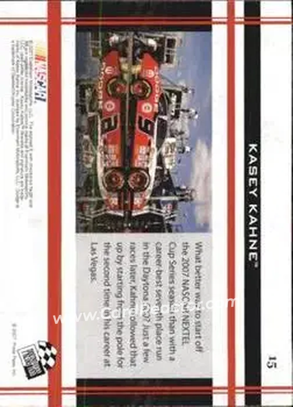 2007 Press Pass VIP #15 - Kasey Kahne - Evernham Motorsports - Back