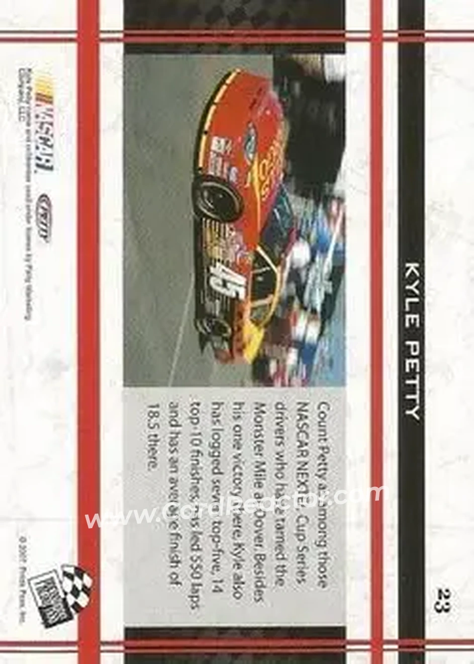 2007 Press Pass VIP #23 - Kyle Petty - Petty Enterprises - Back