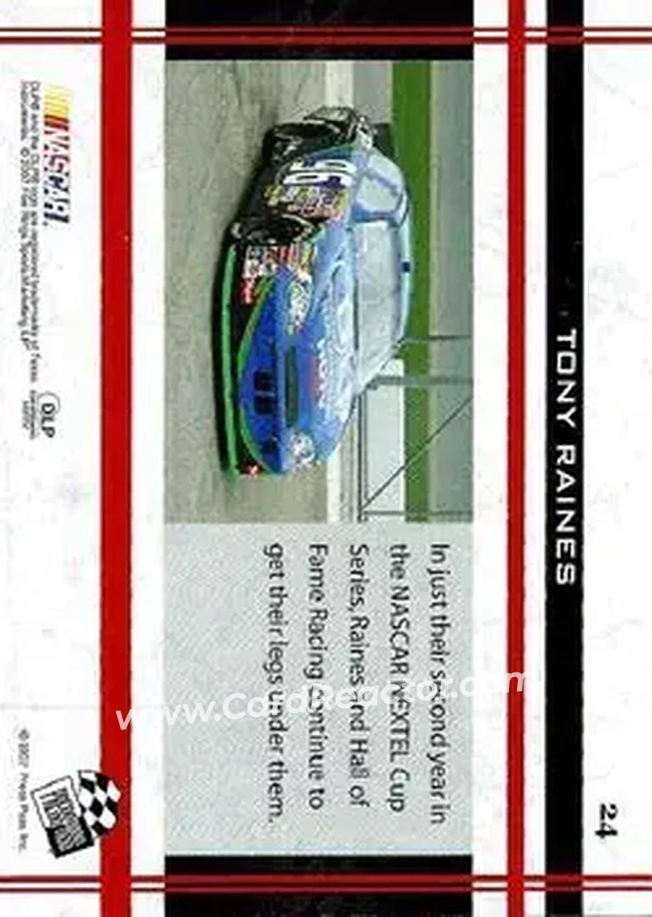 2007 Press Pass VIP #24 - Tony Raines - Hall of Fame Racing - Back
