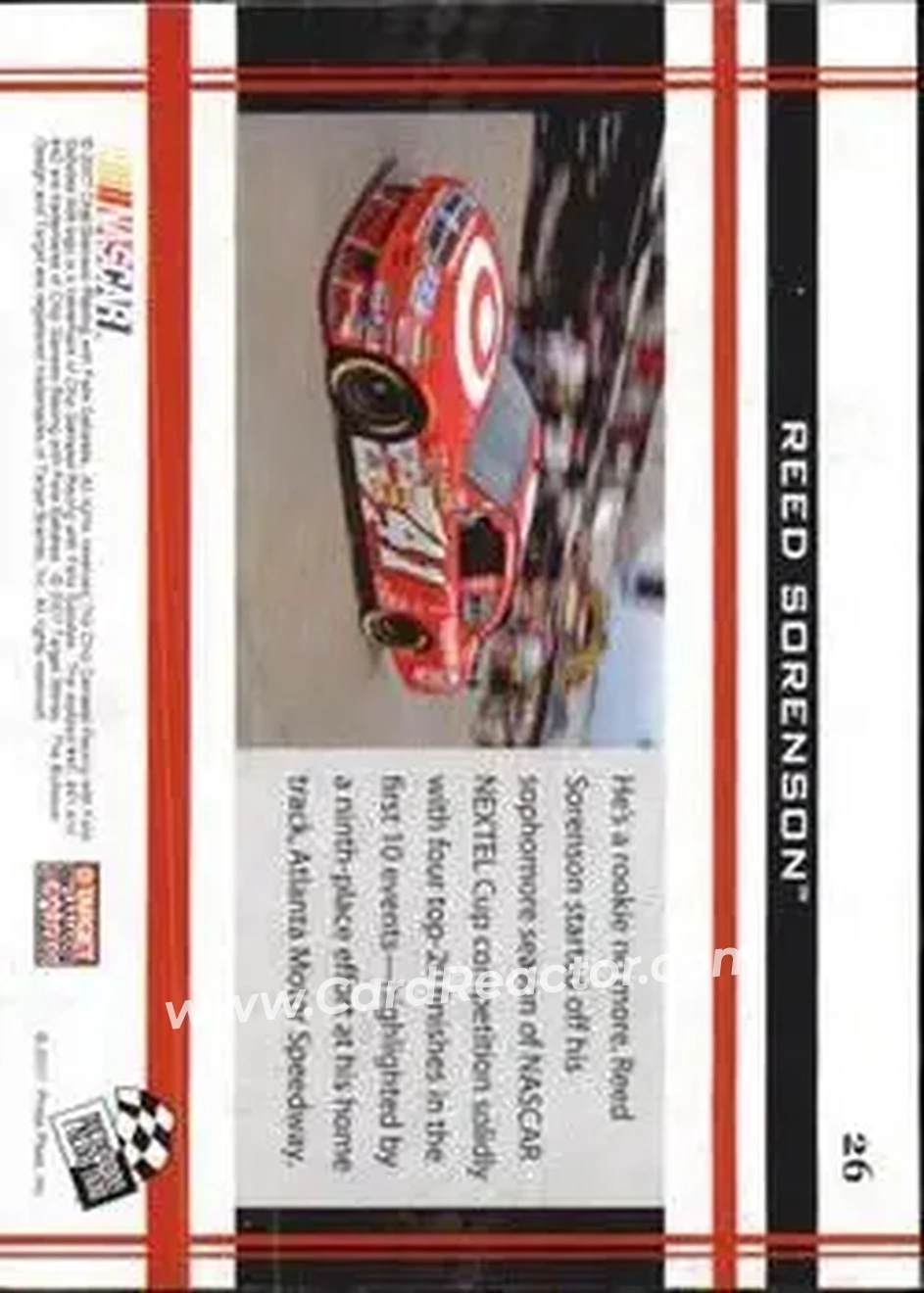 2007 Press Pass VIP #26 - Reed Sorenson - Chip Ganassi Racing with Felix Sabates - Back 2007 Press Pass VIP #26 - Reed Sorenson - Chip Ganassi Racing with Felix Sabates - Back