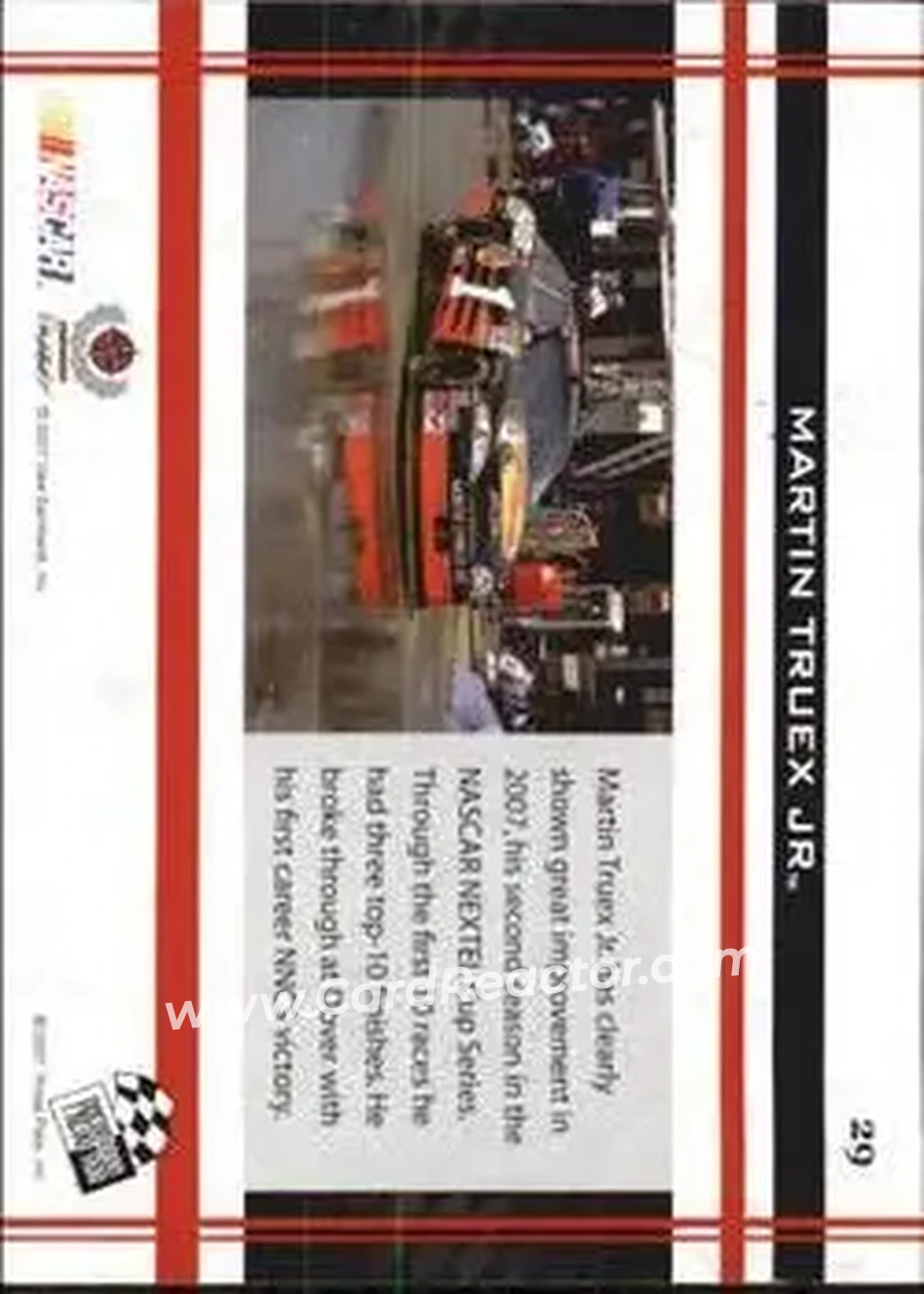 2007 Press Pass VIP #29 - Martin Truex Jr. - Dale Earnhardt Inc. - Back