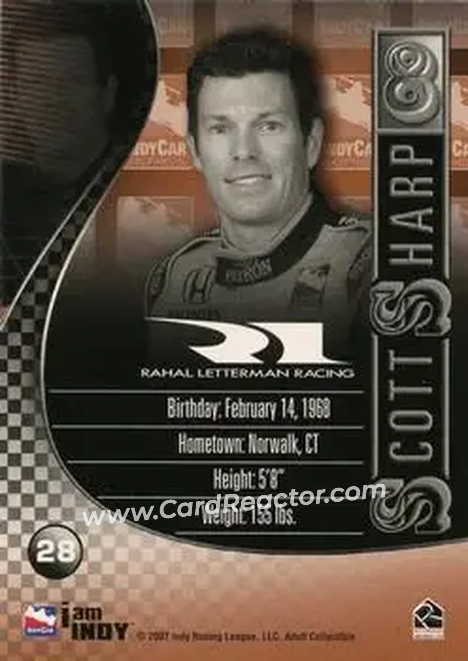 2007 Rittenhouse IRL #28 - Scott Sharp - Rahal Letterman Racing - Back