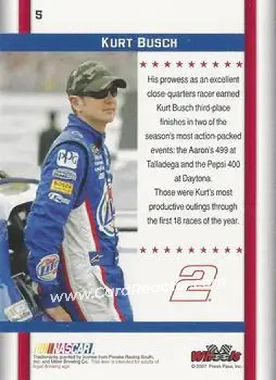 2007 Wheels American Thunder #5 - Kurt Busch - Penske Racing South - Back
