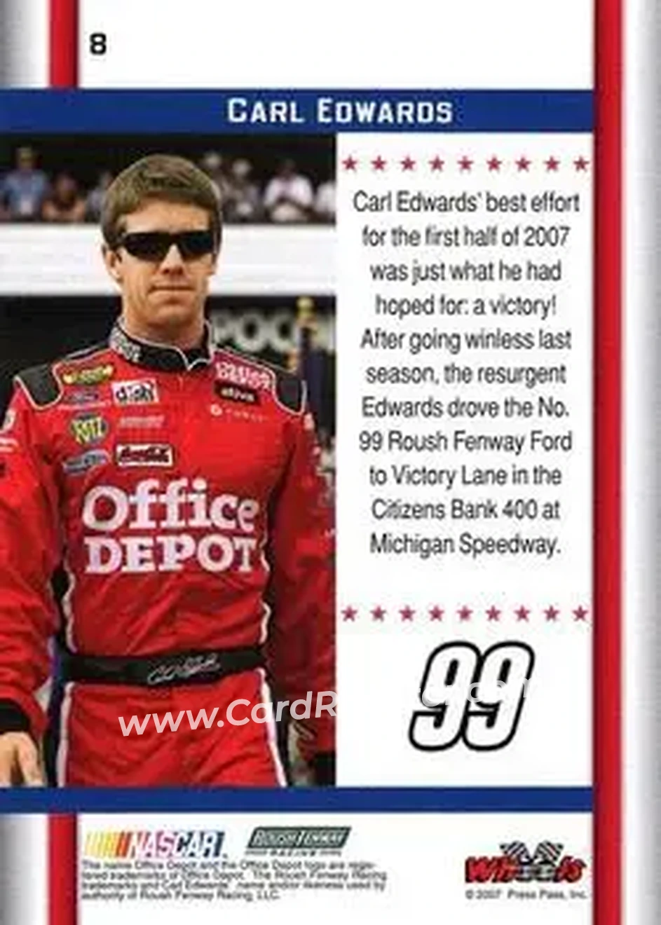 2007 Wheels American Thunder #8 - Carl Edwards - Roush Fenway Racing - Back