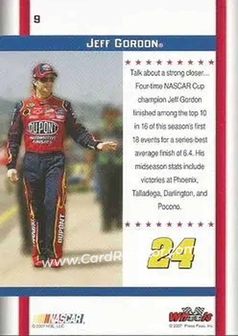 2007 Wheels American Thunder #9 - Jeff Gordon - Hendrick Motorsports - Back