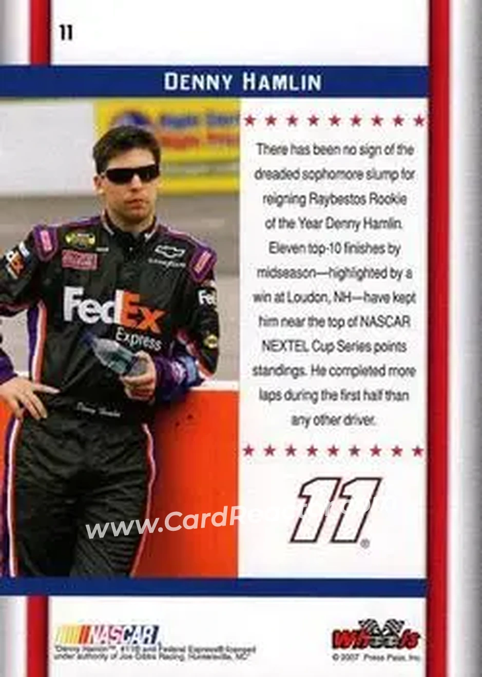 2007 Wheels American Thunder #11 - Denny Hamlin - Joe Gibbs Racing - Back