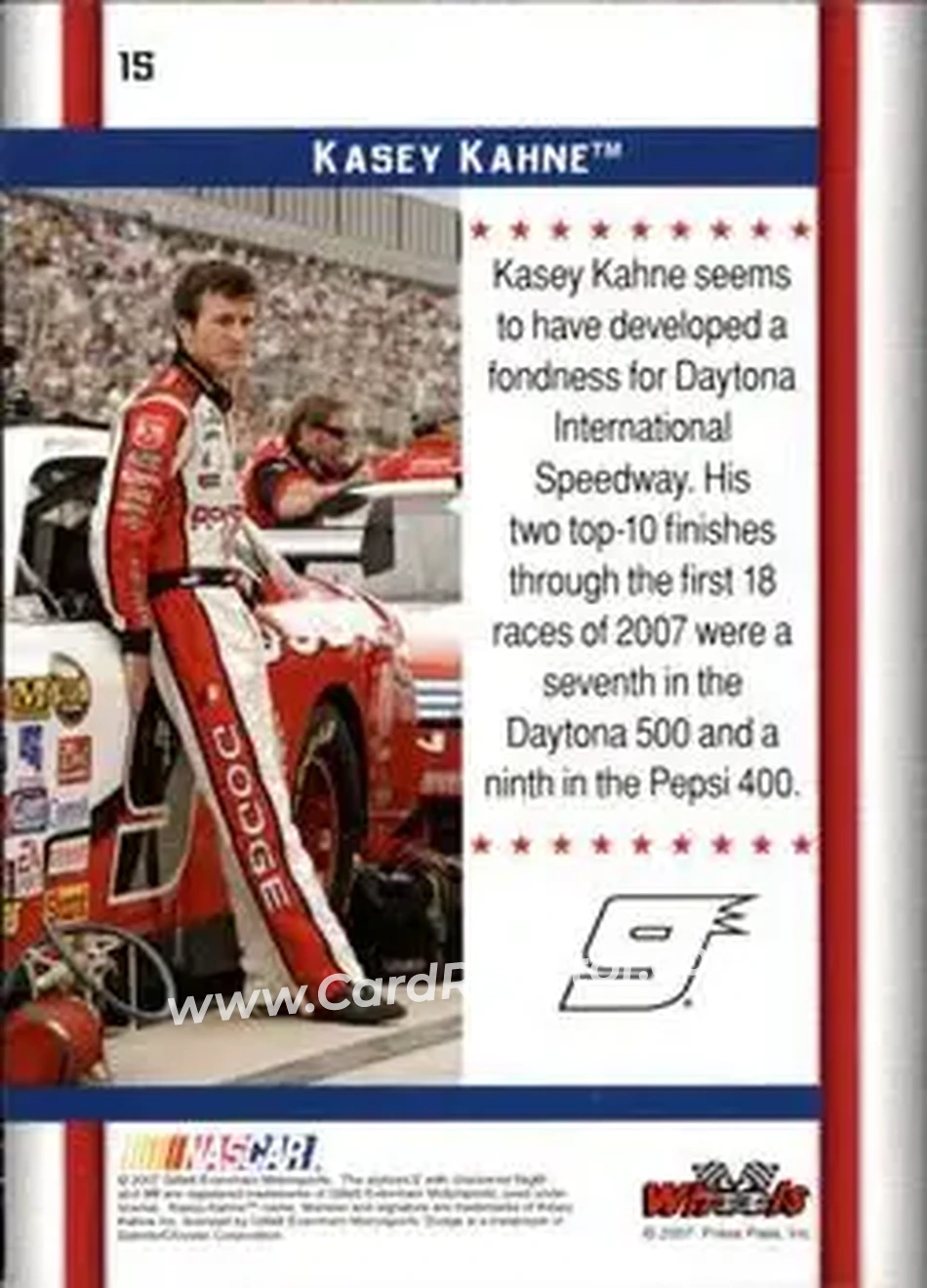 2007 Wheels American Thunder #15 - Kasey Kahne - Gillett Evernham Motorsports - Back