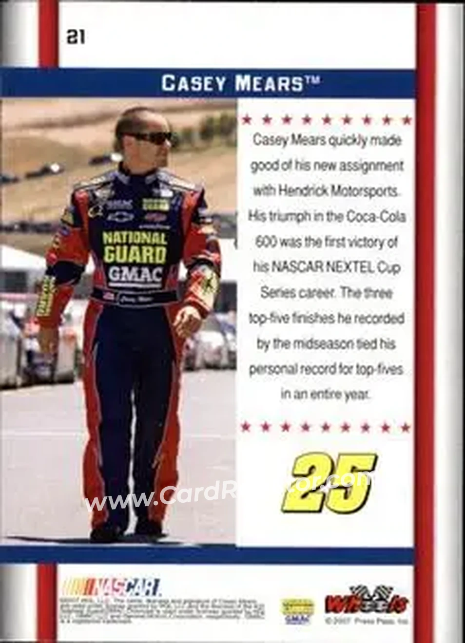 2007 Wheels American Thunder #21 - Casey Mears - Hendrick Motorsports - Back