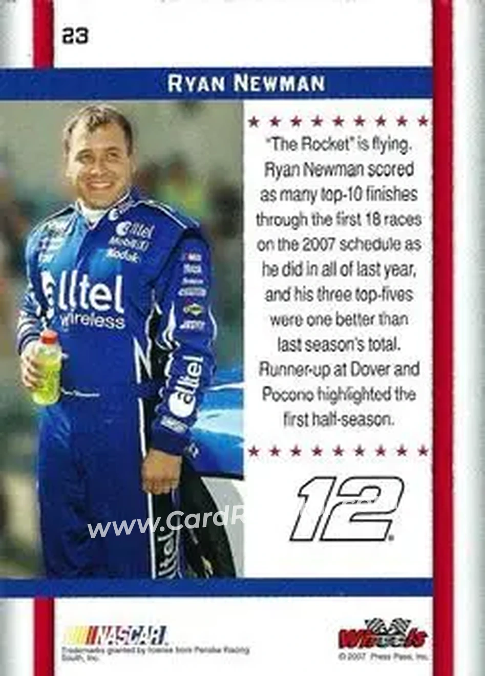 2007 Wheels American Thunder #23 - Ryan Newman - Penske Racing South - Back
