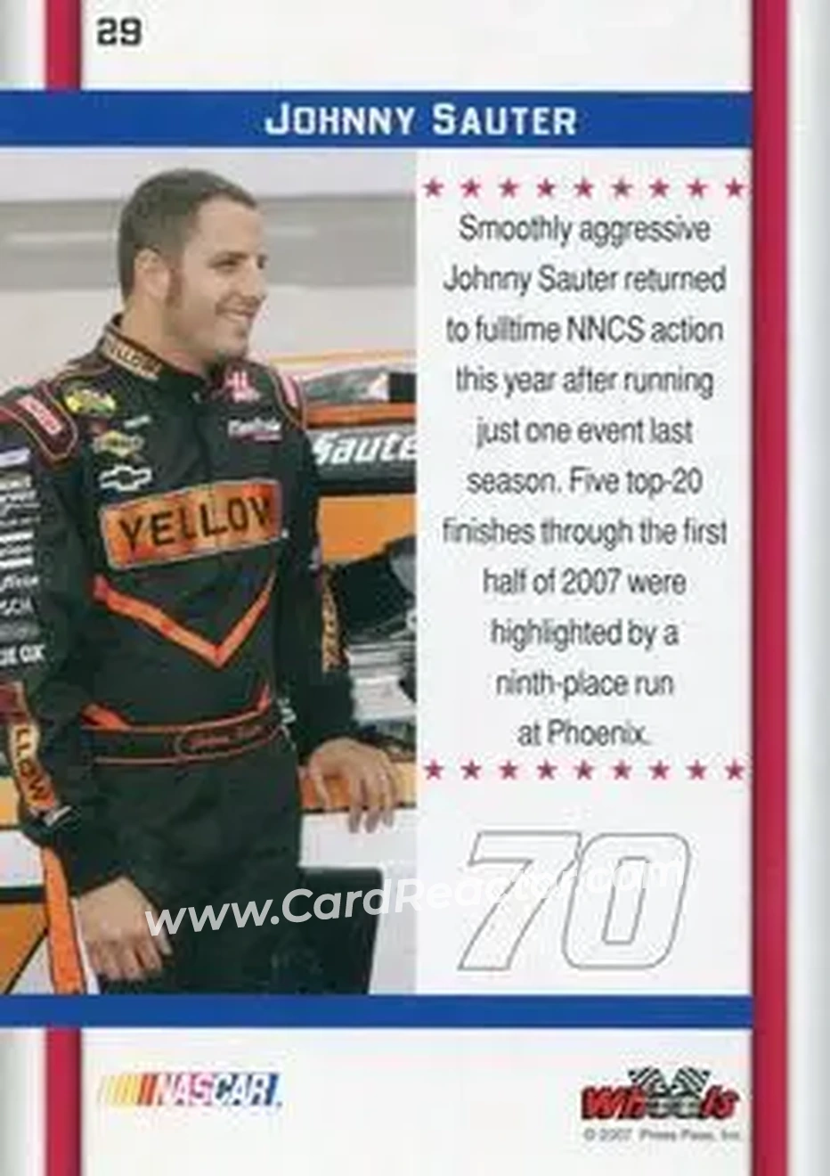 2007 Wheels American Thunder #29 - Johnny Sauter - Haas CNC Racing - Back