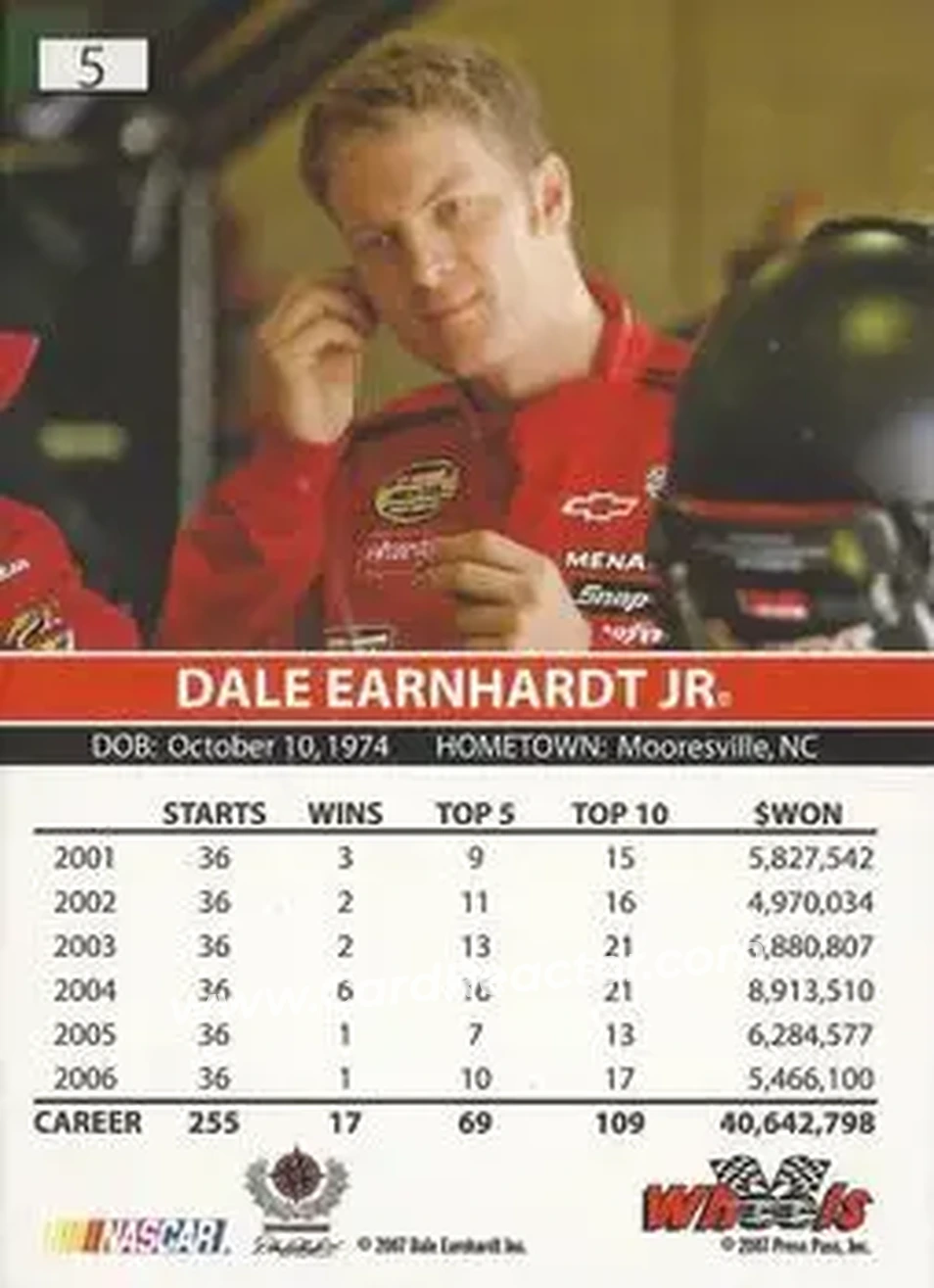 2007 Wheels High Gear #5a - Dale Earnhardt Jr - Dale Earnhardt Inc. - Back
