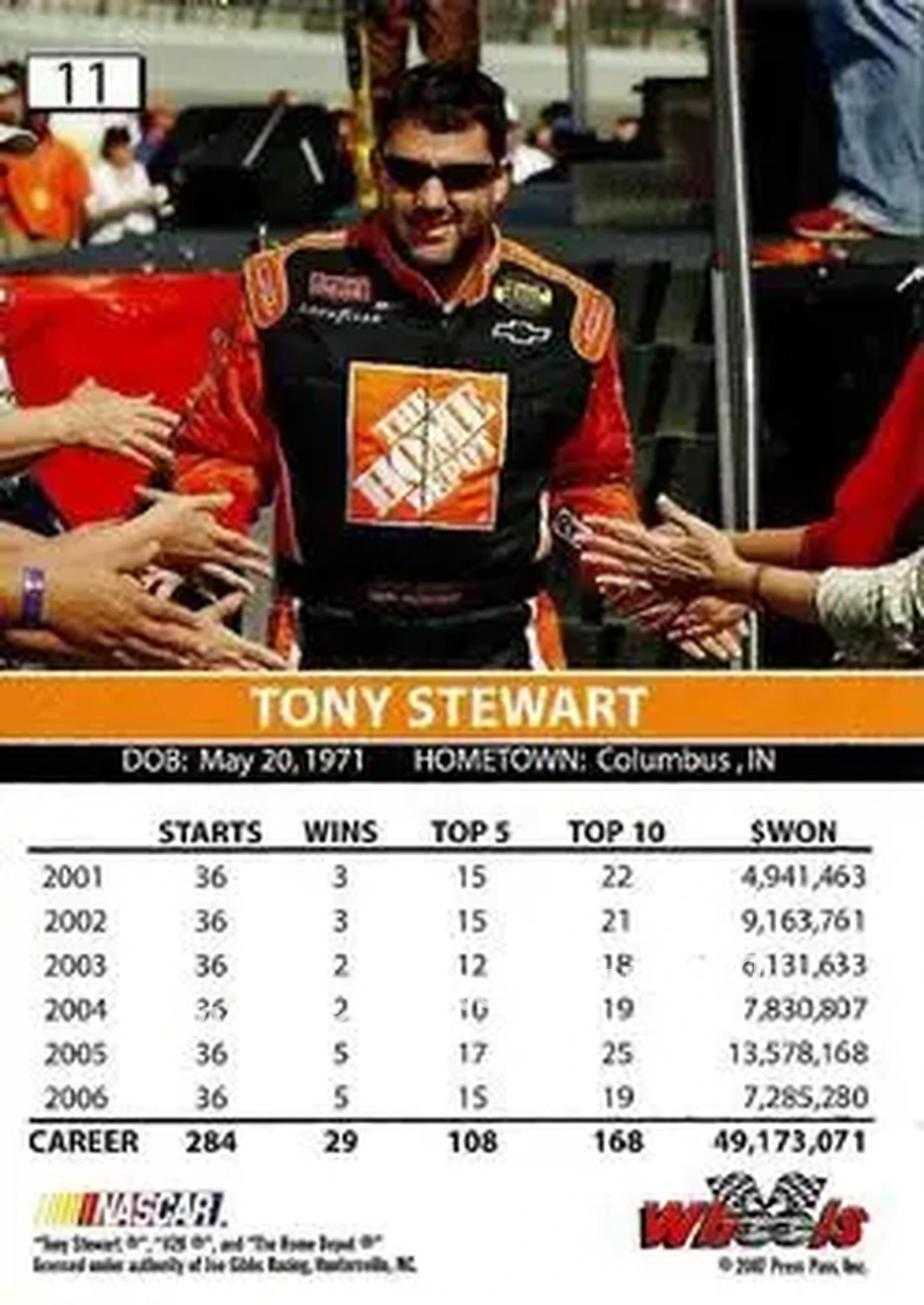 2007 Wheels High Gear #11 - Tony Stewart - Joe Gibbs Racing - Back