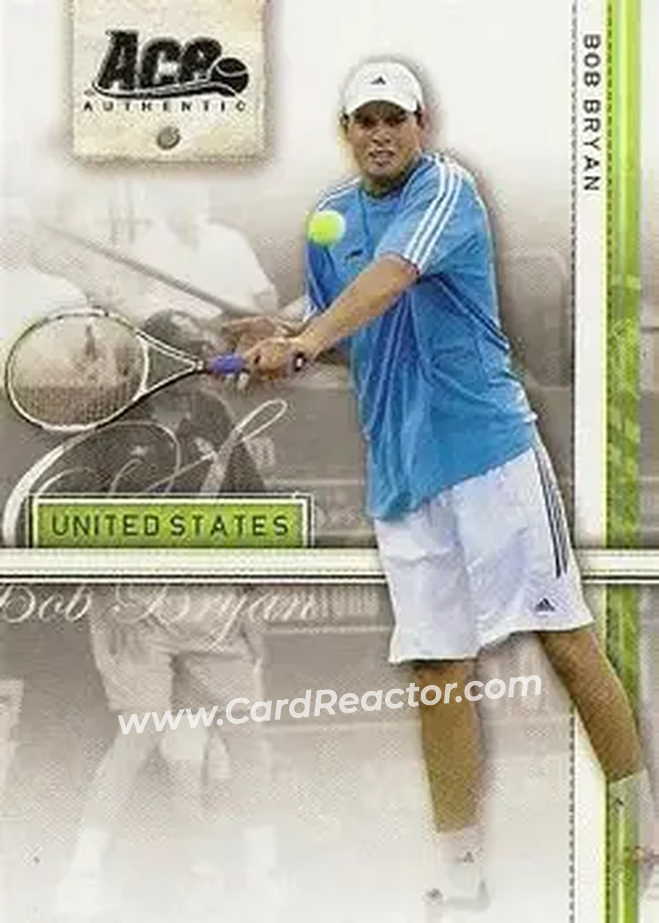 2007 Ace Authentic Straight Sets #9 - Bob Bryan - Front
