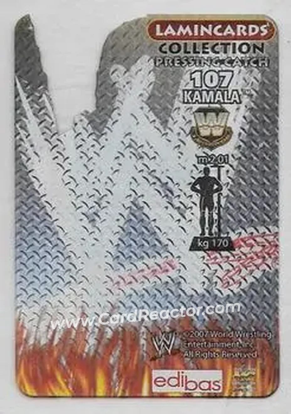 2007 Edibas WWE Lamincards #107 - Kamala - Back