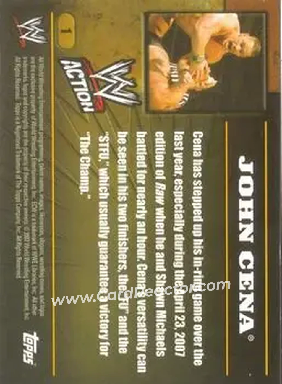 2007 Topps Action WWE #1 - John Cena - Back