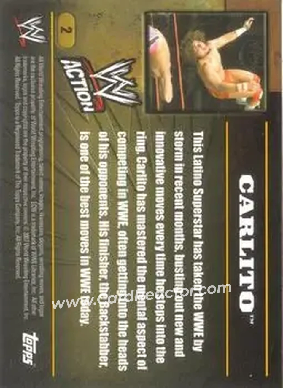 2007 Topps Action WWE #2 - Carlito - Back