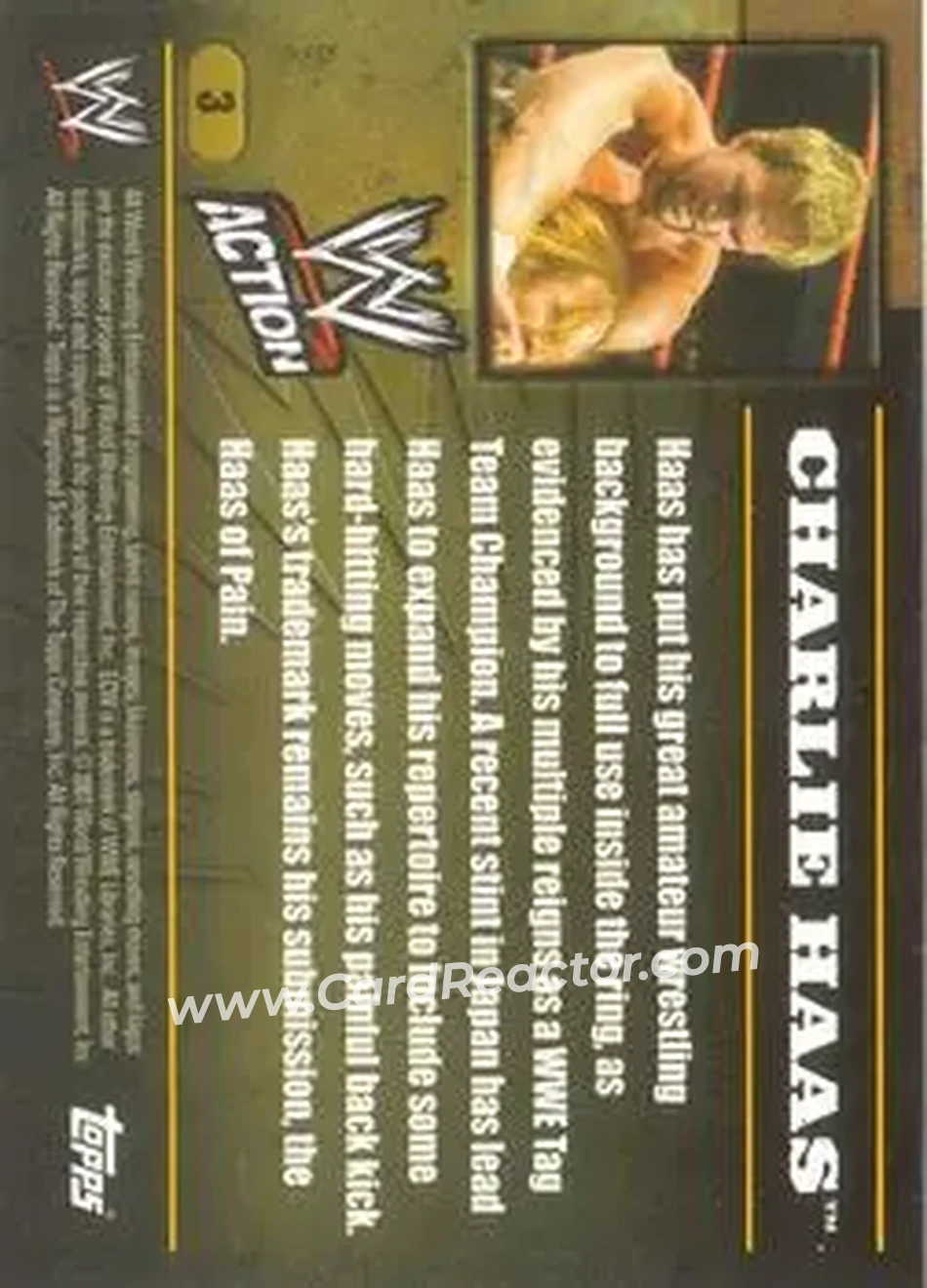 2007 Topps Action WWE #3 - Charlie Haas - Back
