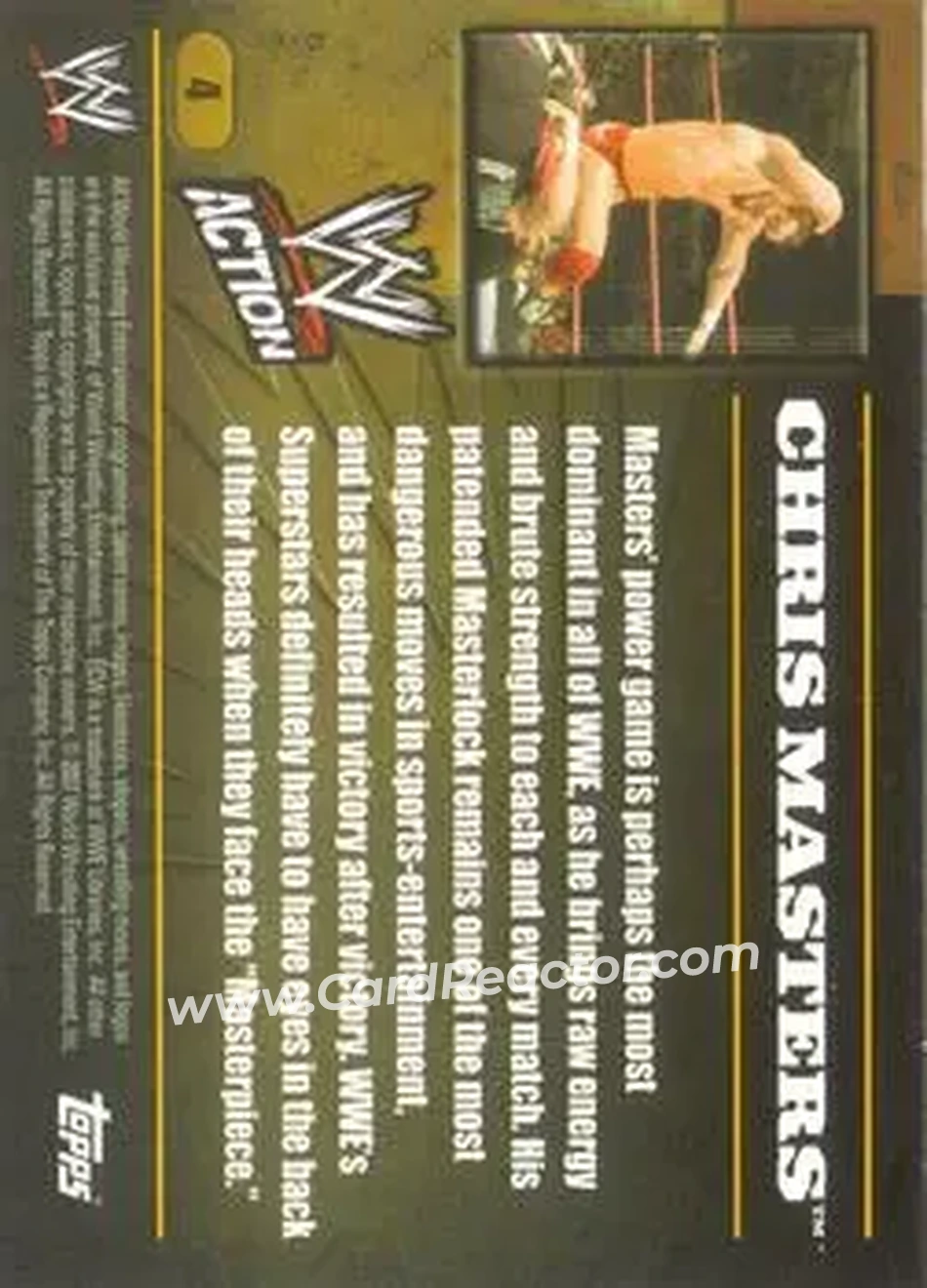 2007 Topps Action WWE #4 - Chris Masters - Back