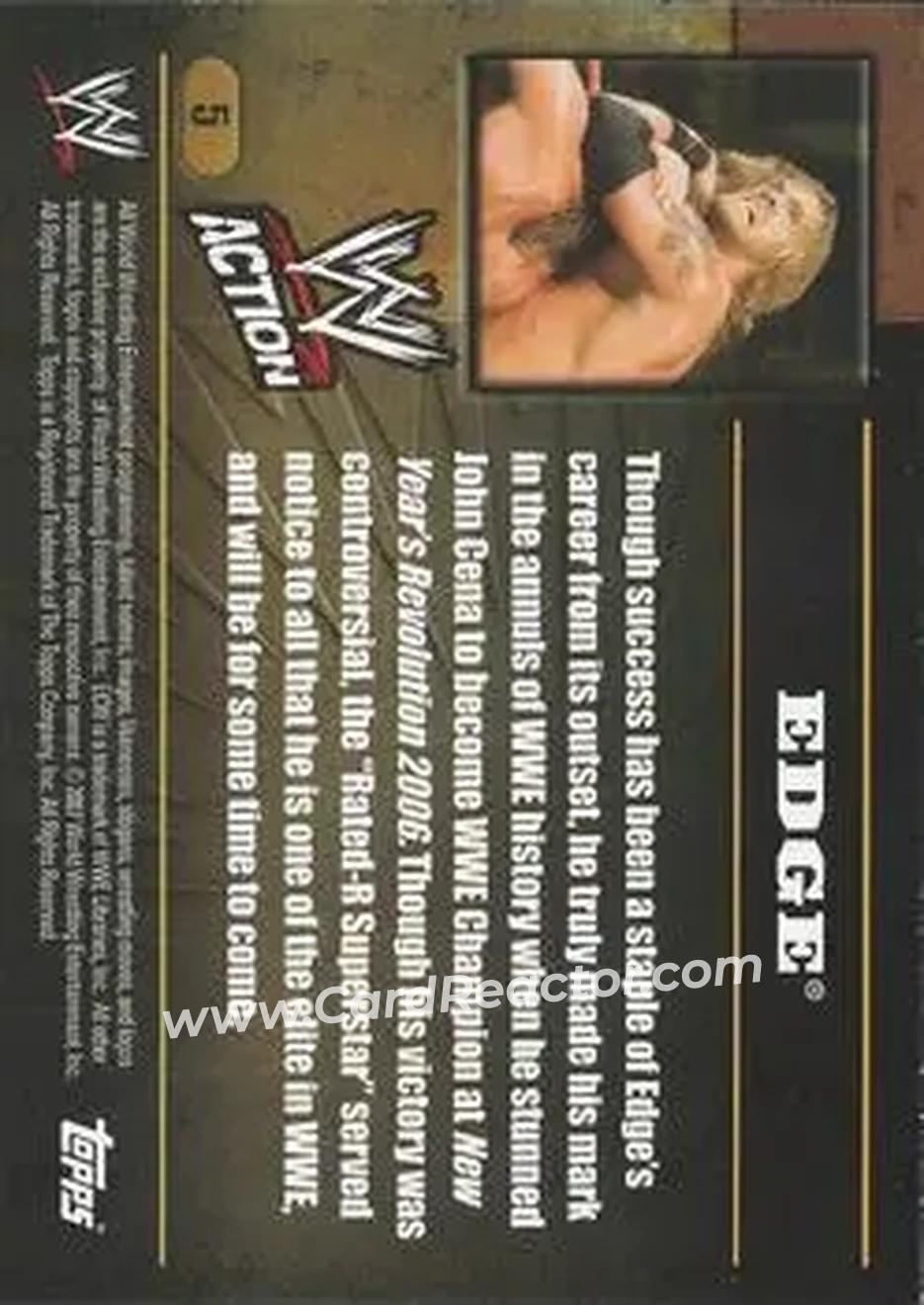 2007 Topps Action WWE #5 - Adam Copeland - Back