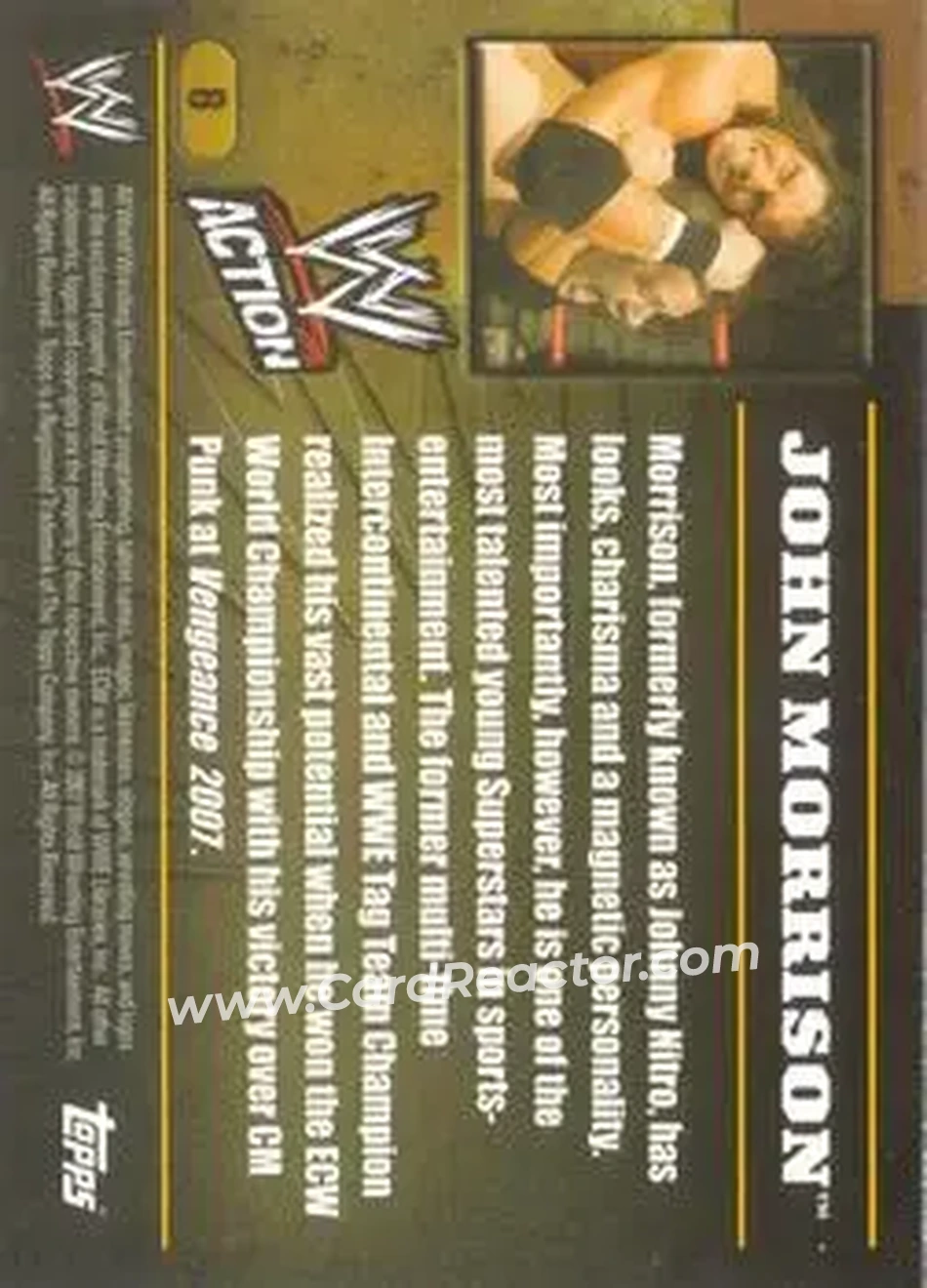2007 Topps Action WWE #8 - John Morrison - Back